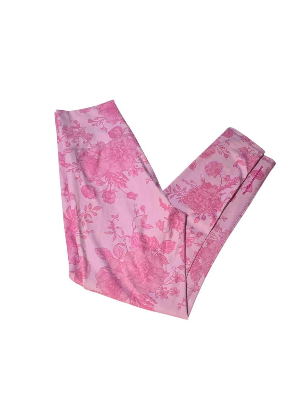 NWT Terez Pink Floral Leggings Size Small | High Waisted Activewear Gym Yoga - Picture 3 of 10